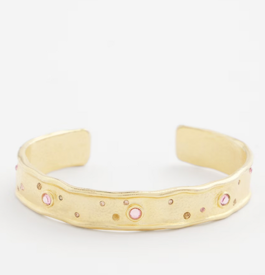 CHICO'S PINK SCATTERED STONE FLEXIBLE CUFF BRACELET