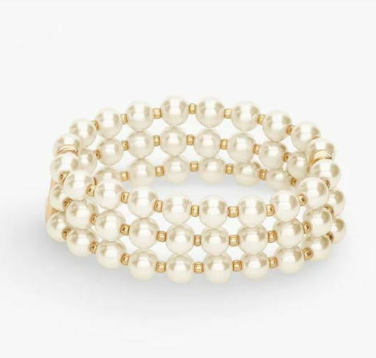 TALBOTS LAYERED PEARLS STRETCH BRACELET