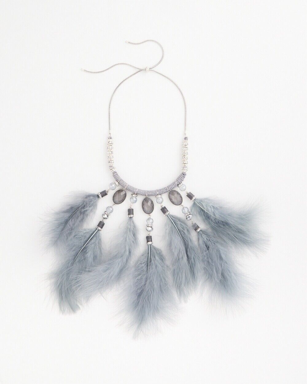 CHICO'S FEATHERED EMBELLISHED COLLAR NECKLACE