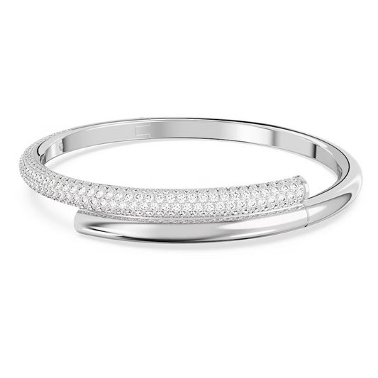 Swarovski Dextera Bangle Magnetic closure, White, Rhodium plated