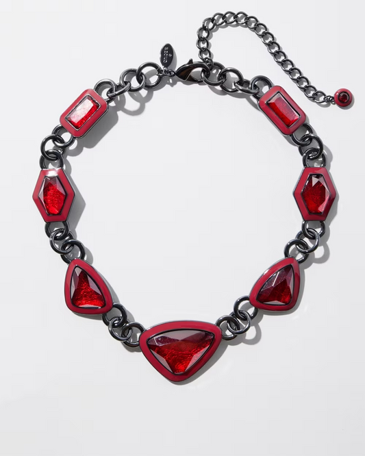 CHICO' S RED STONE SHORT NECKLACE