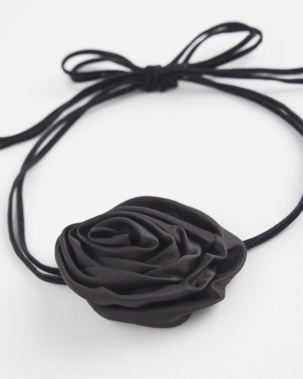CHICO'S BLACK FLOWER TIE CHOCKER NECKLACE