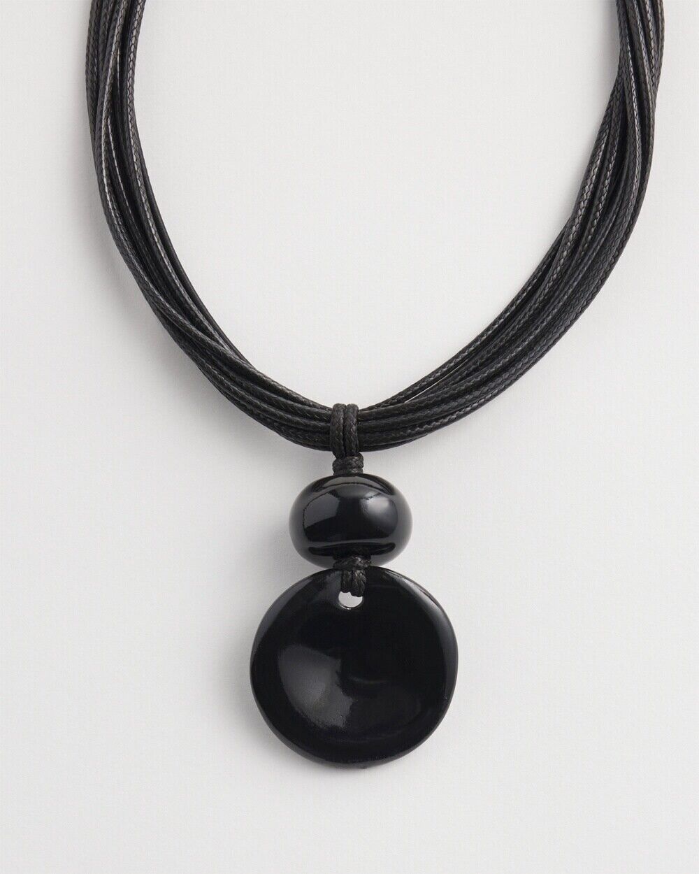 CHICO'S MULTISTRAND BLACK STONE NECKLACE