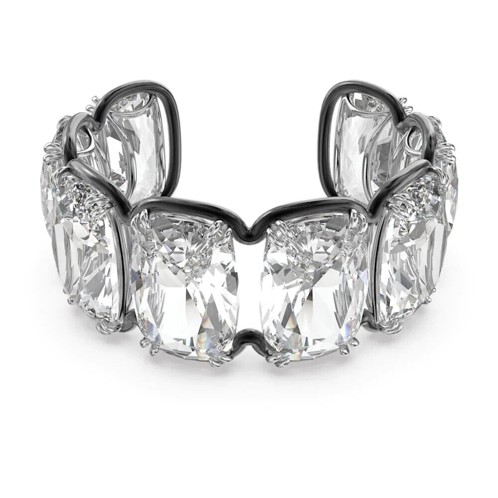 Swarovski Harmonia cuff, Oversized floating crystals, White, Mixed metal finish