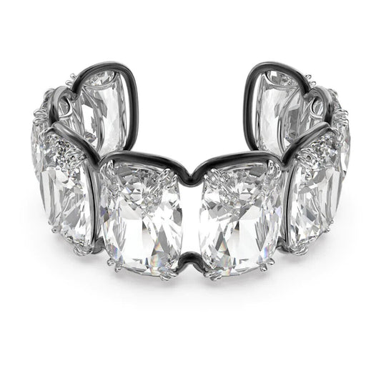 Swarovski Harmonia cuff, Oversized floating crystals, White, Mixed metal finish