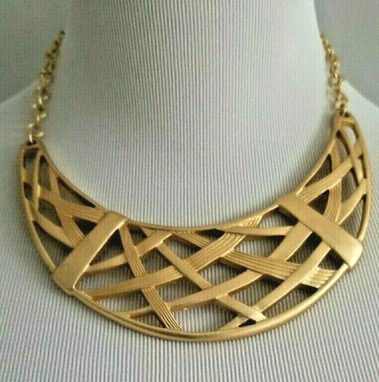 CHICO'S GOLD-TONE WEAVE COLLAR NECKLACE