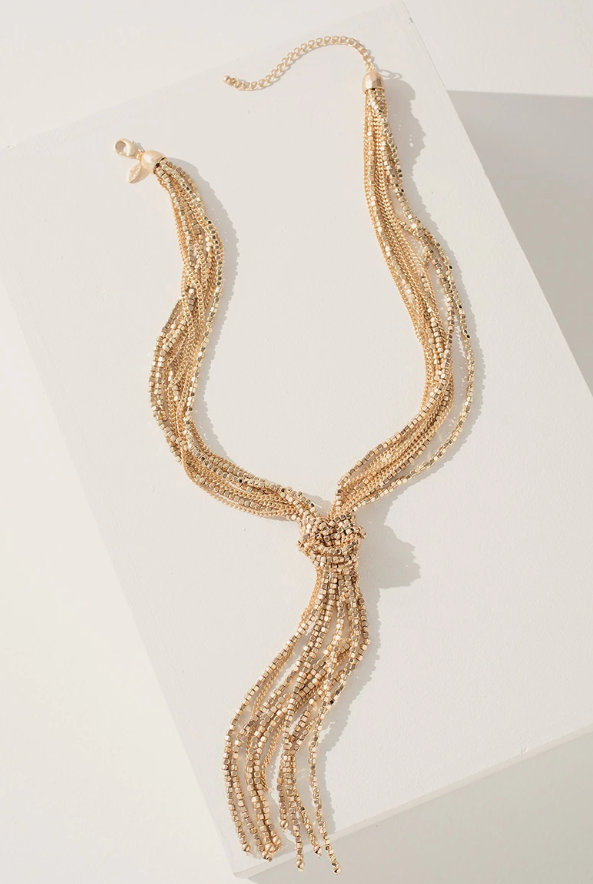 CHICO'S SUMMER METALS TASSEL NECKLACE