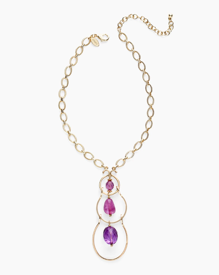 CHICO'S SHORT PURPLE PENDANT NECKLACE