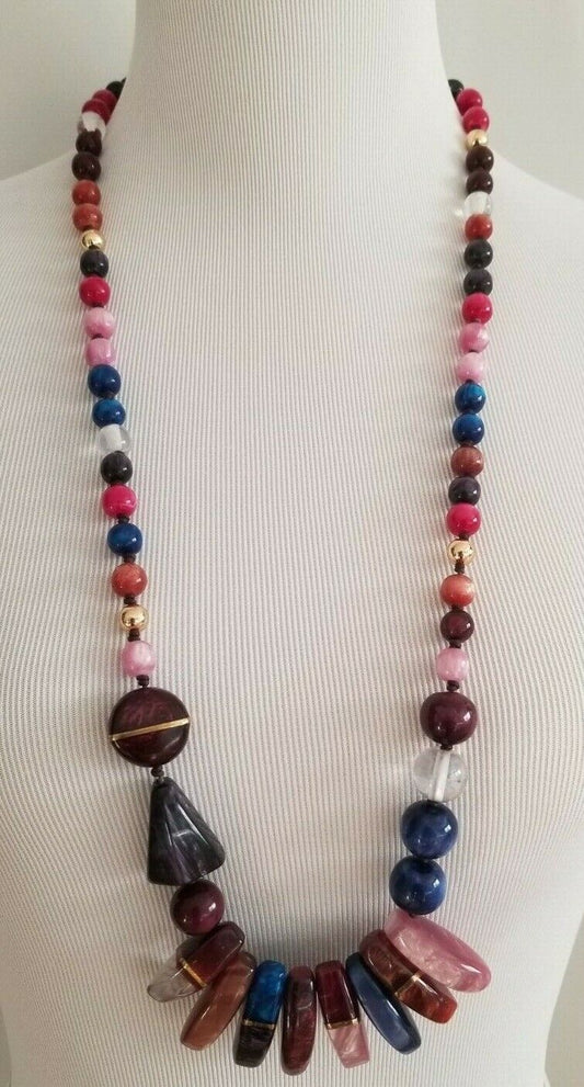 CHICO'S GEOMETRIC MULTI-COLORED SINGLE-STRAND NECKLACE