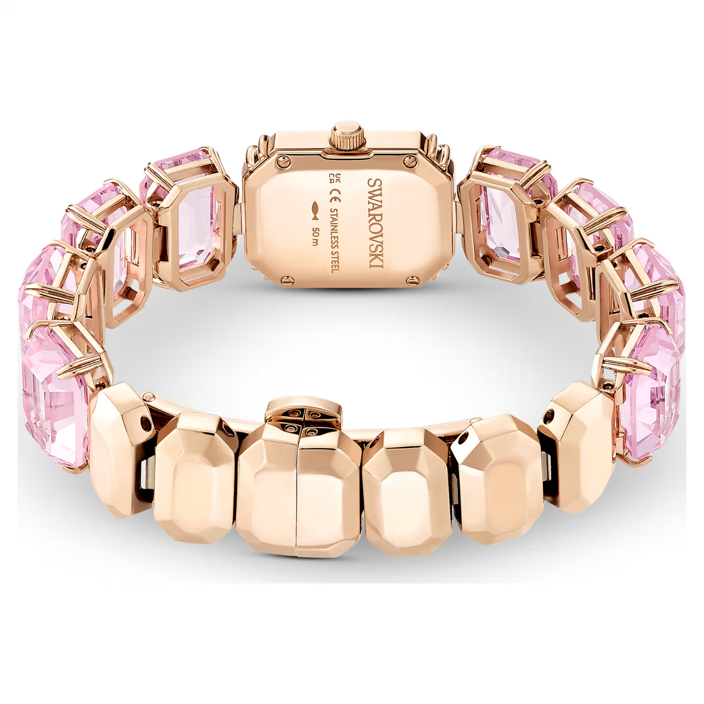 Swarovski Octagon cut bracelet, Pink, Rose gold-tone finish