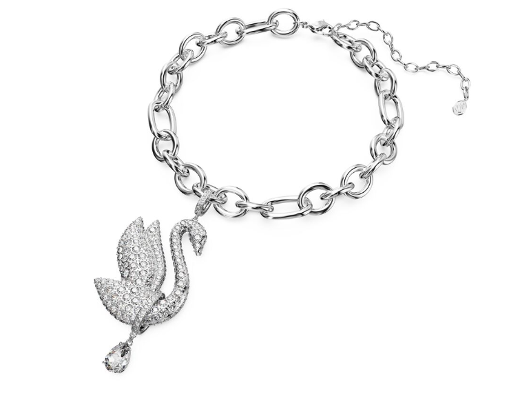 Swarovski Iconic Swan choker Swan, White, Rhodium plated