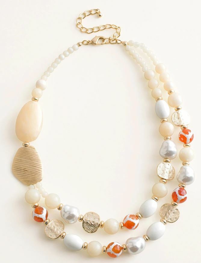 CHICO'S NEUTRAL CREAM BIB NECKLACE