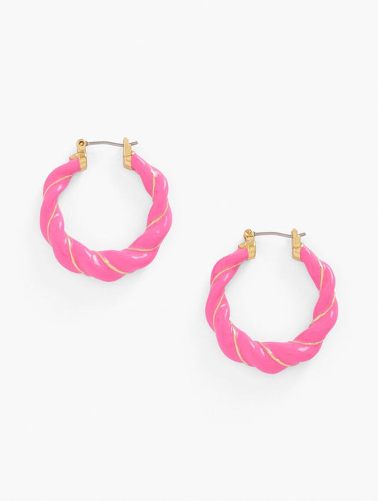 TALBOTS TWISTED ENAMEL HOOP EARRINGS