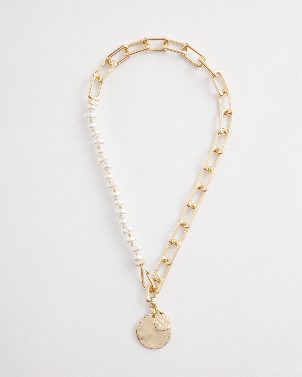 CHICO'S GOLD TONE & PEARL COLLAR NECKLACE