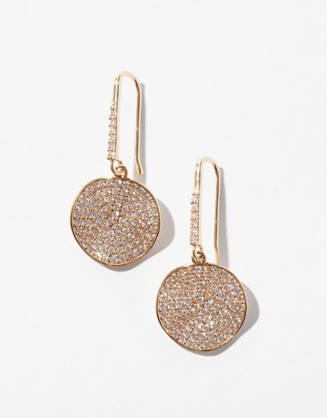 White House Black Market Gold Pave Disc Earrings