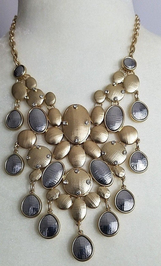 CHICO'S MIXED-METAL SPARKLE BIB NECKLACE