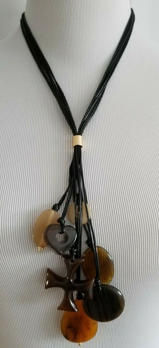 CHICO'S BROWN HORN-INSPIRED Y-NECKLACE
