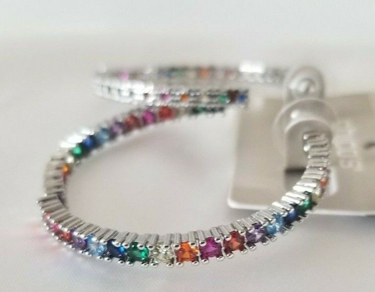 CHICO'S MULTI-COLORED BEADED IN-AND-OUT HOOP EARRINGS