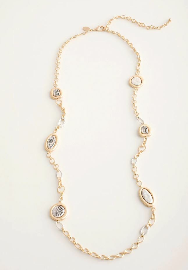 CHICO' S SLEEK MIXED-METAL SINGLE-STRAND NECKLACE