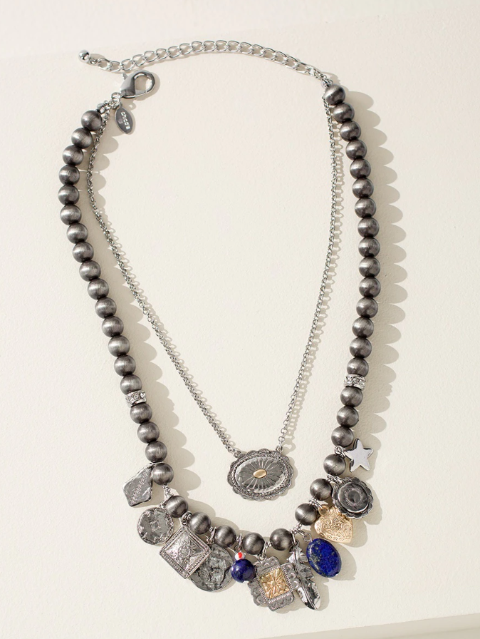 CHICO'S AMERICANA MULTISTRAND CHARM NECKLACE