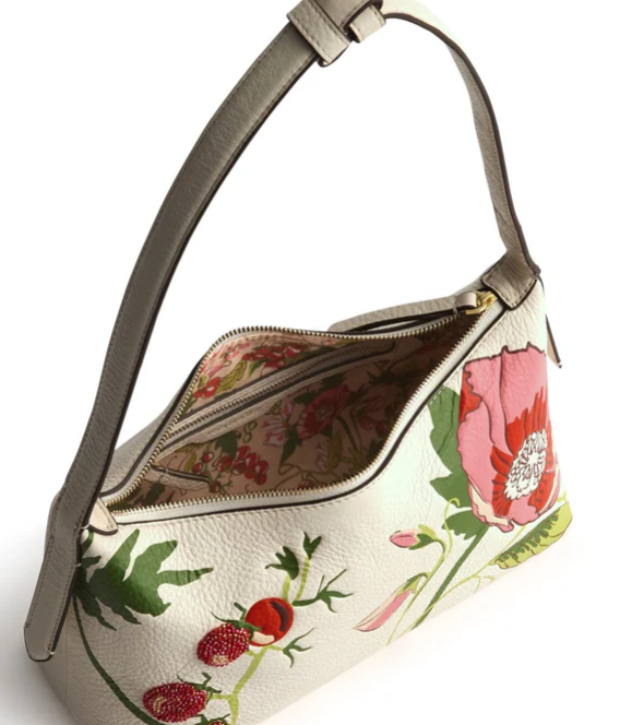 Vera Bradley Roxbury Crescent Shoulder Bag, Meadow Bouquet Cottage Cream