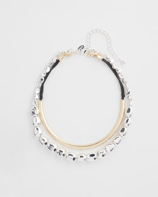 CHICO'S MIXED METAL CONVERTIBLE NECKLACE