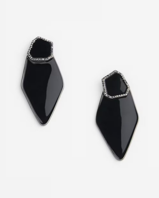 CHICO'S NO DROOP BLACK ENAMEL EARRINGS