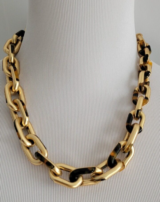 CHICO' S GOLD TONE & TORT BIB NECKLACE