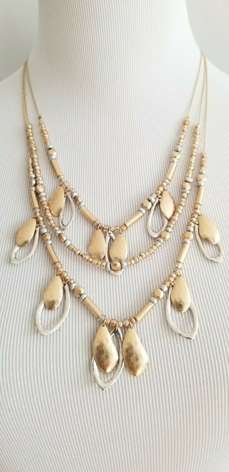 CHICO'S MIXED-METAL LEAF ILLUSION NECKLACE