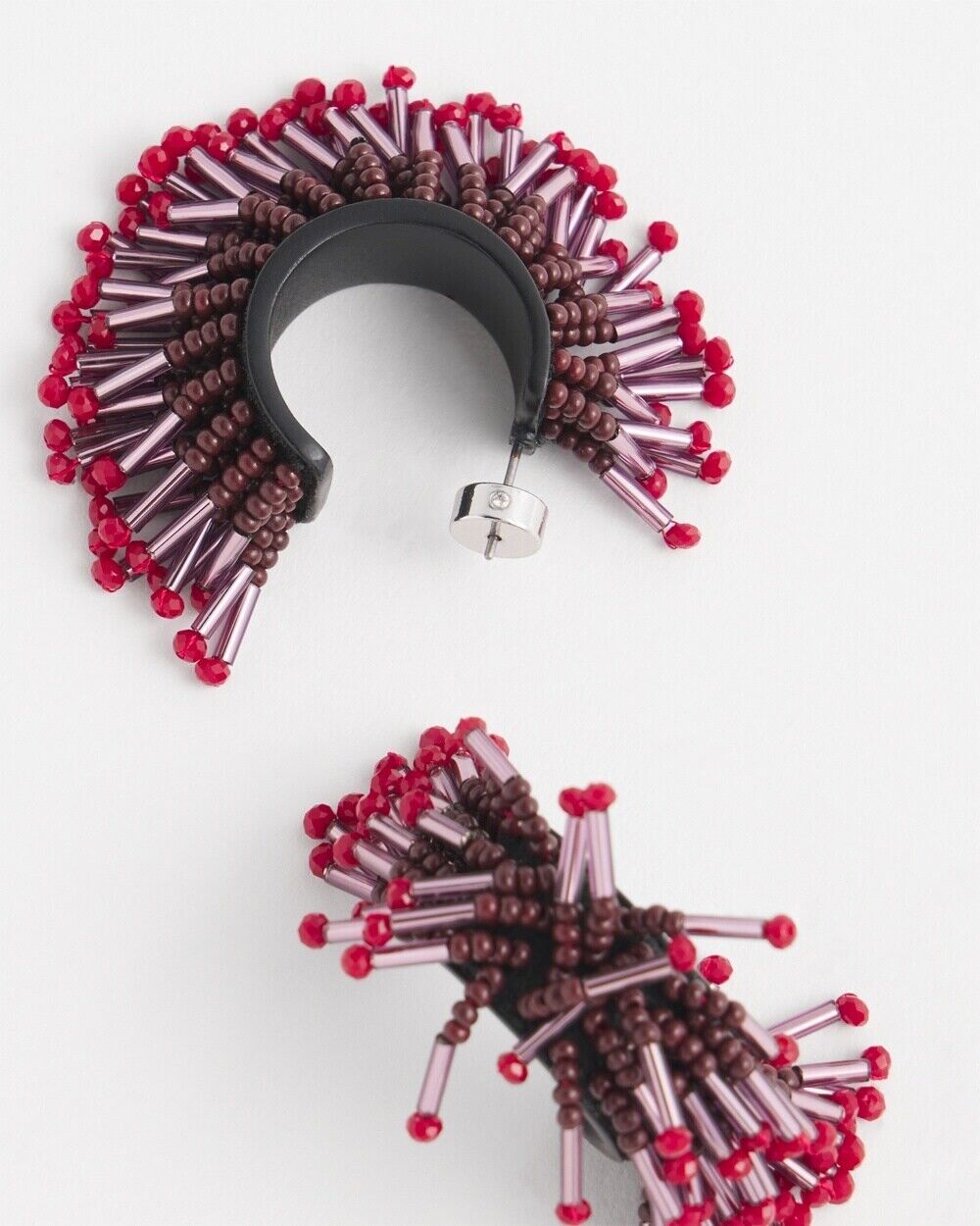 CHICO'S NO DROOP RED SEED BEADED EARRINGS