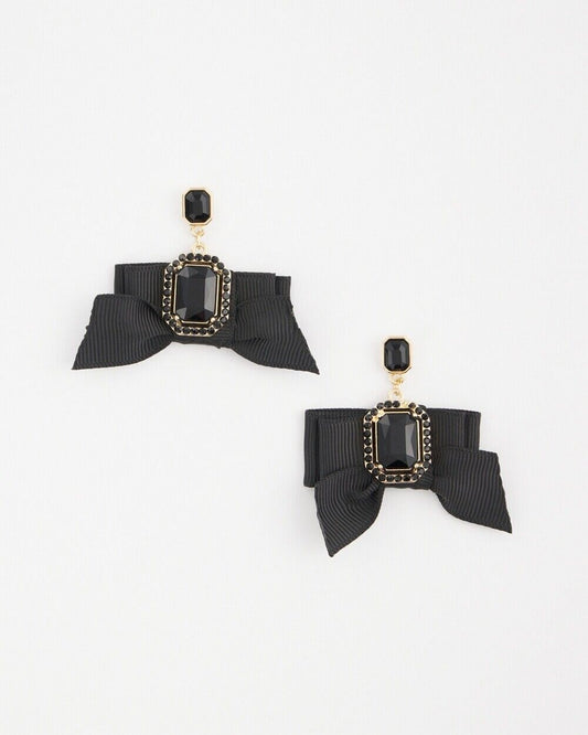 CHICO'S NO DROOP BLACK BOW EARRINGS