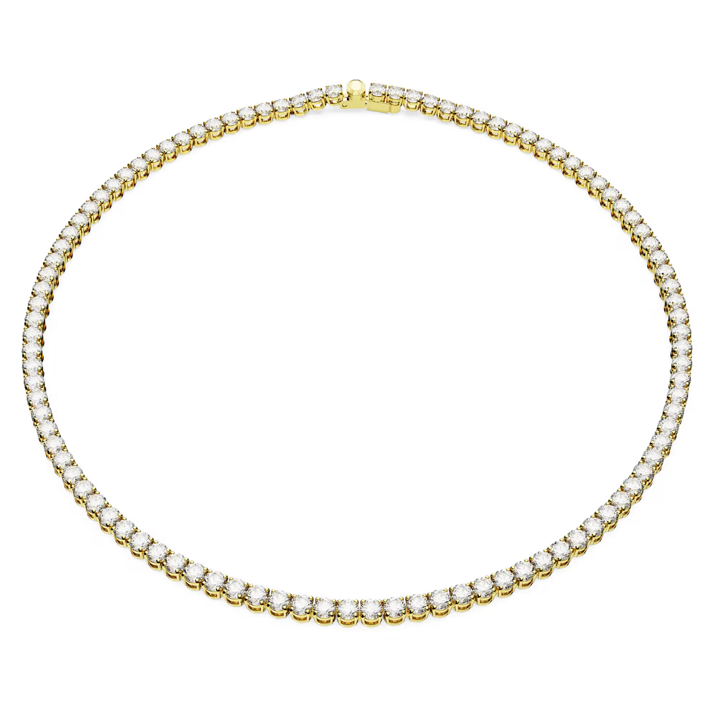Swarovski Matrix Tennis necklace Round cut, White, Gold-tone plated