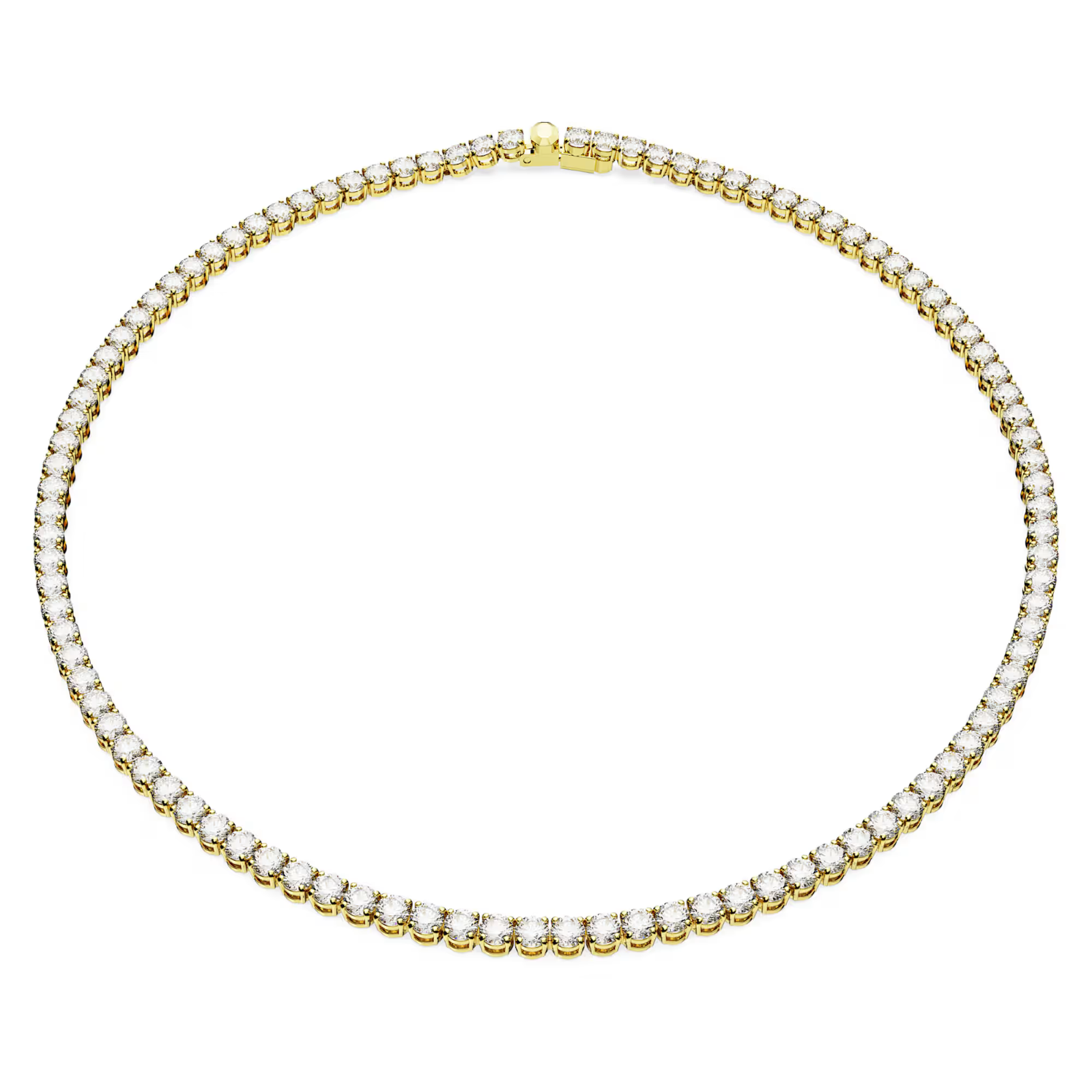 Swarovski Matrix Tennis necklace Round cut, White, Gold-tone plated
