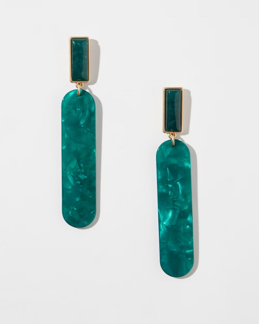 CHICO'S TEAL LINEAR POST EARRINGS