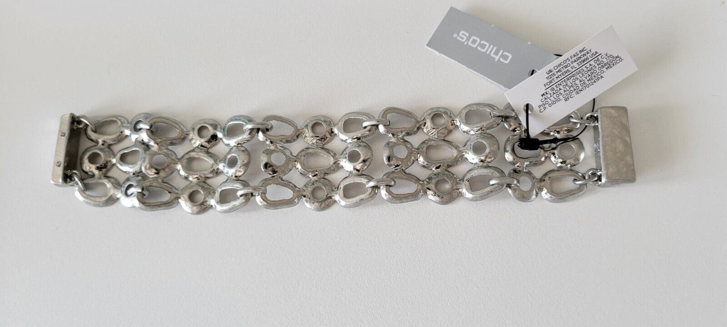 CHICO'S SILVER TONE MAGNETIC BRACELET