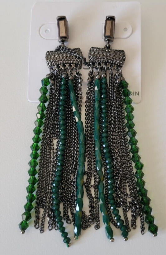 CHICO'S  GREEN TASSEL EARRINGS