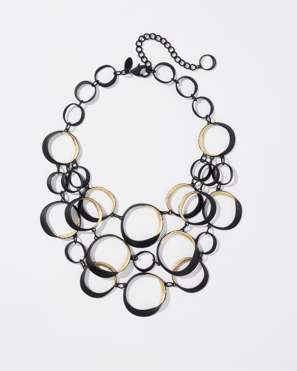 CHICO' S MATT BLACK GOLD TONE BIB NECKLACE