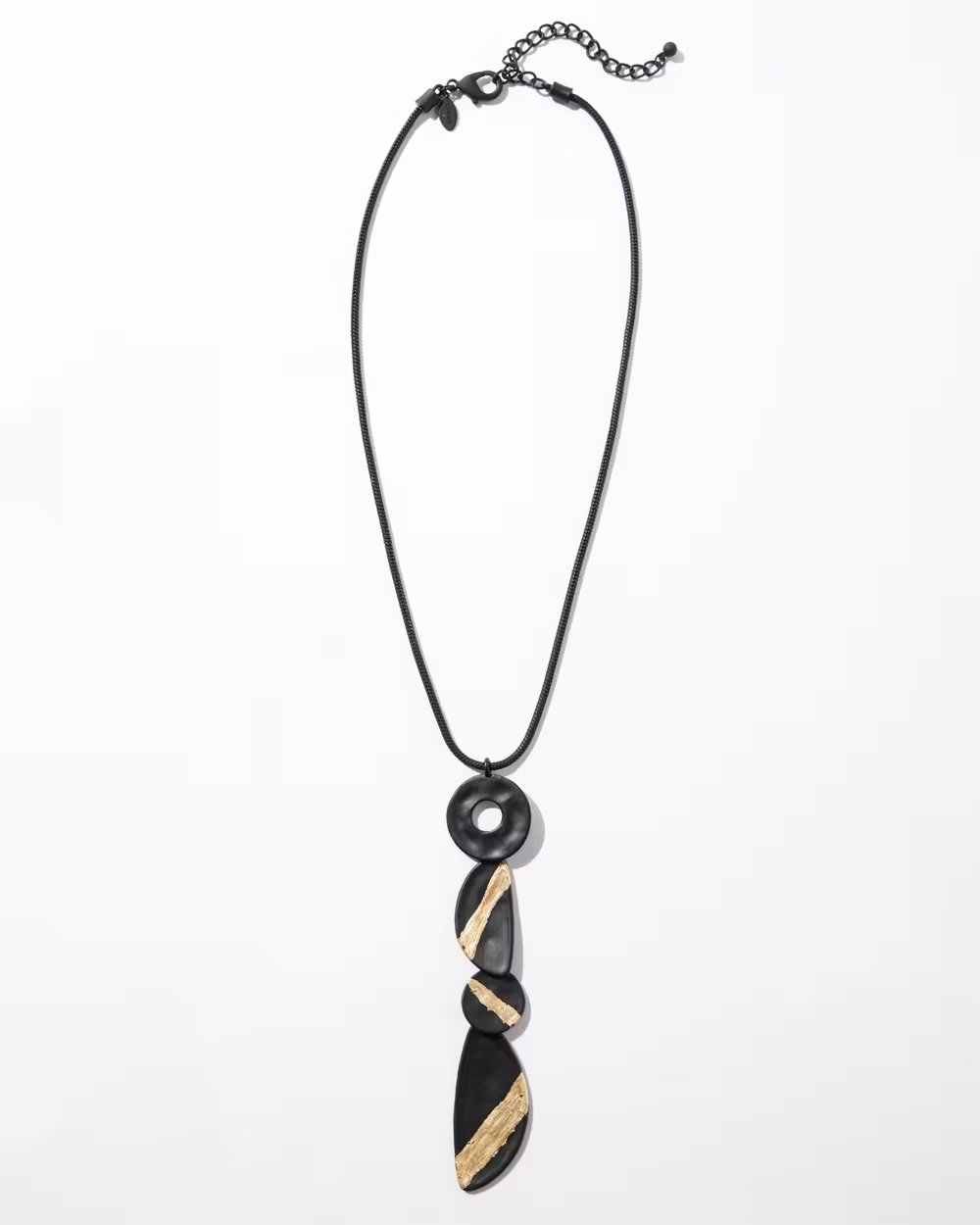 CHICO' S BLACK & GOLD FOIL PENDANT NECKLACE
