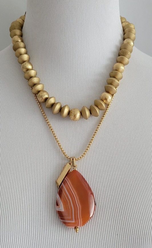 CHICO' S AGATE PENDANT NECKLACE