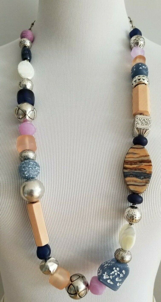 CHICO'S BEADED MULTI-COLORED SINGLE-STRAND NECKLACE