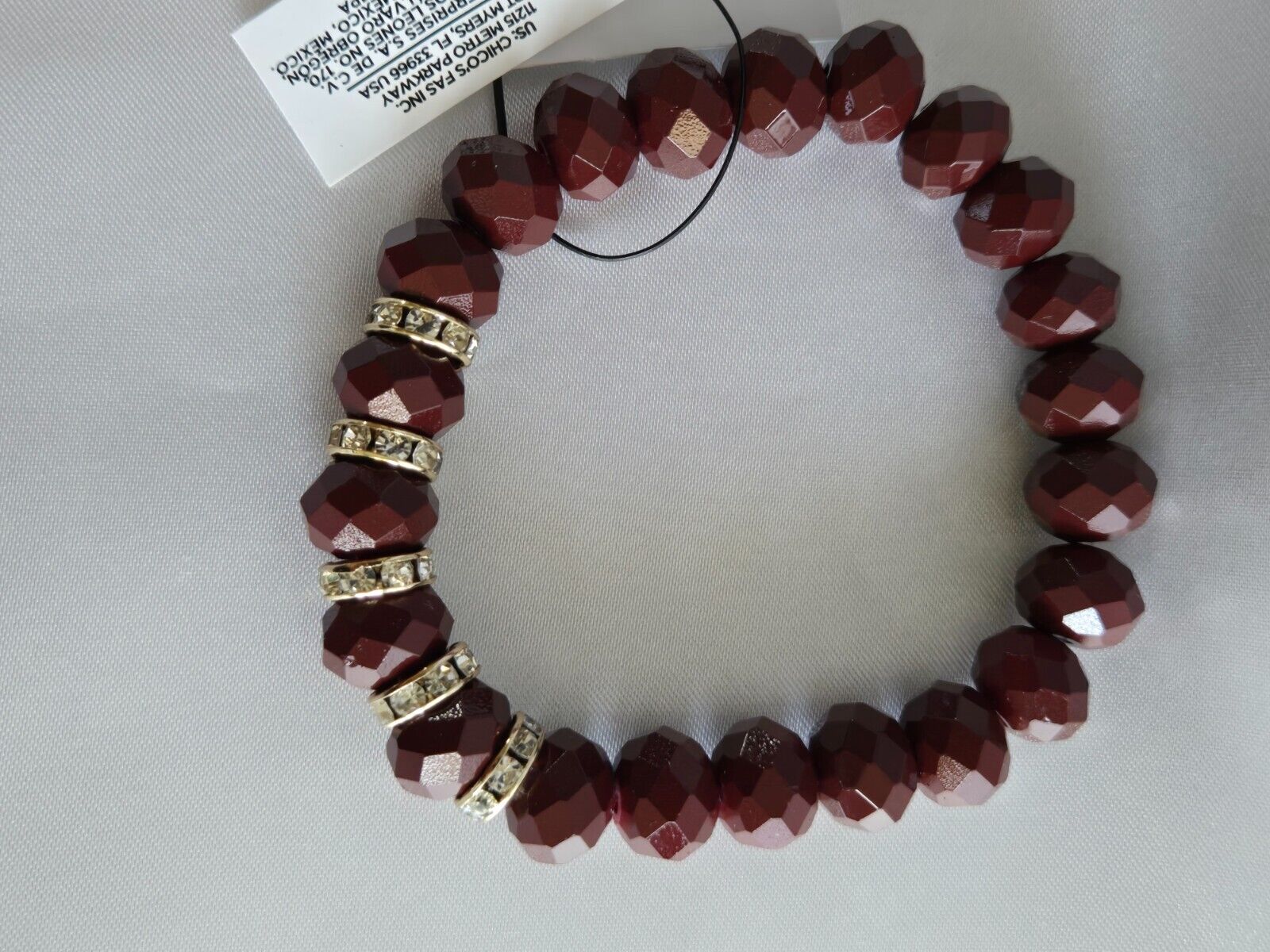 CHICO'S DARK RASPBERRY PAVE STRETCH BRACELET