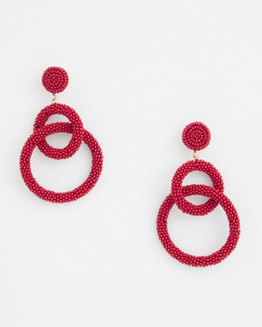 CHICO'S NO DROOP RED SEAD BEADED EARRINGS