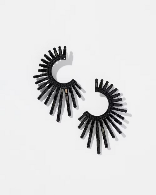 CHICO'S BLACK GLITZY HOOP EARRINGS