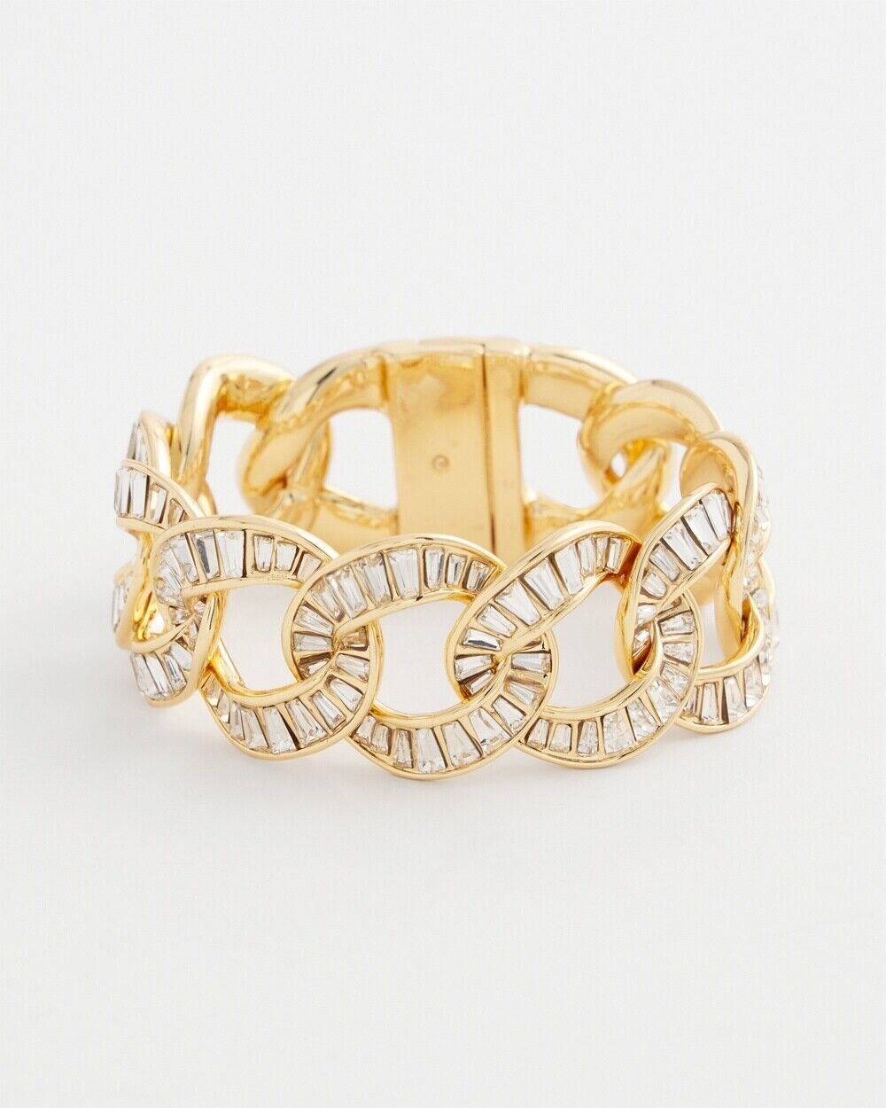 CHICO'S GOLD TONE BAQUETTE MAGNETIC BRACELET