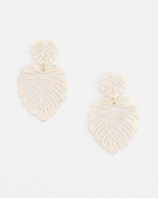 CHICO'S  NO DROOP GOLD LEAF EARRINGS
