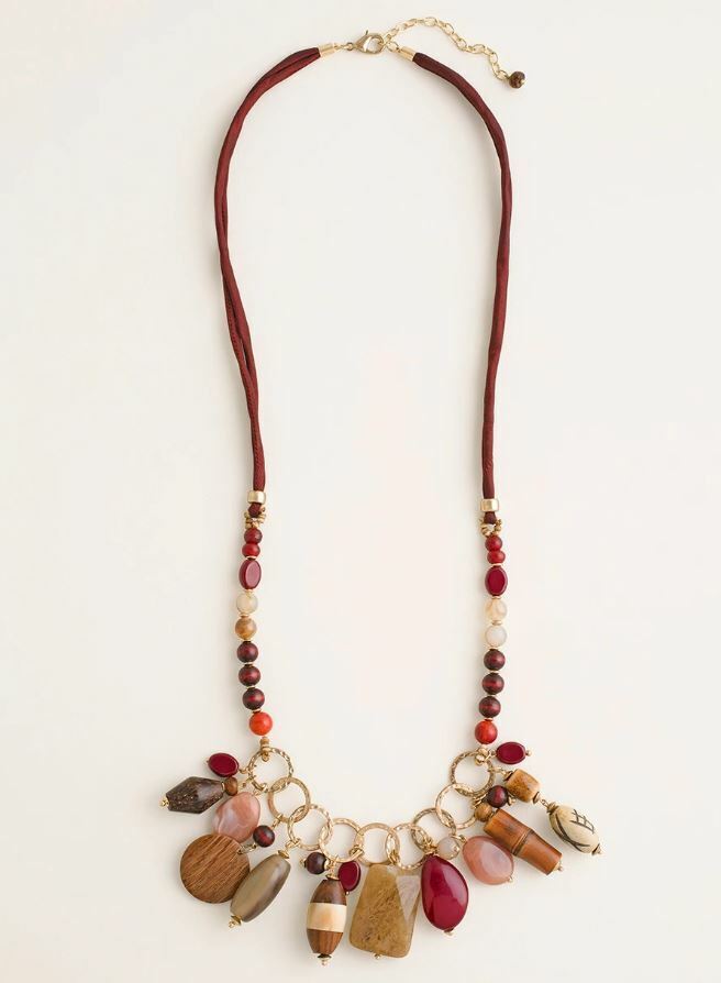 CHICO'S CHERRY-COLORED CHARM NECKLACE