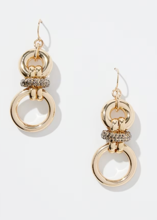 CHICO'S GOLD TONE LINKS DROP EARRINGS