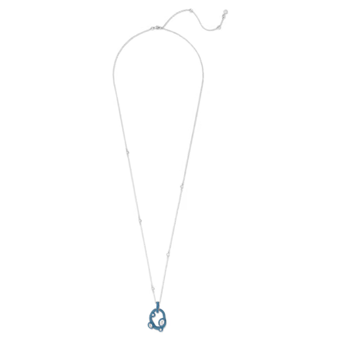 Swarovski Tigris pendant Mixed cuts, Water droplets, Blue, Palladium plated