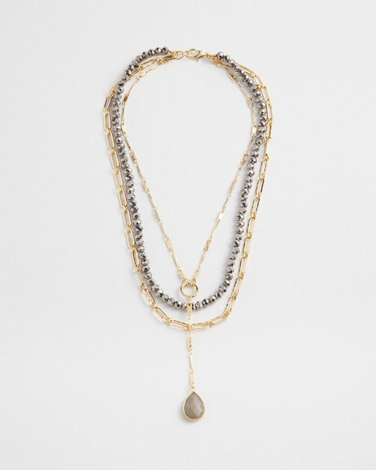 CHICO'S MIXED METAL MULTI STRAND NECKLACE