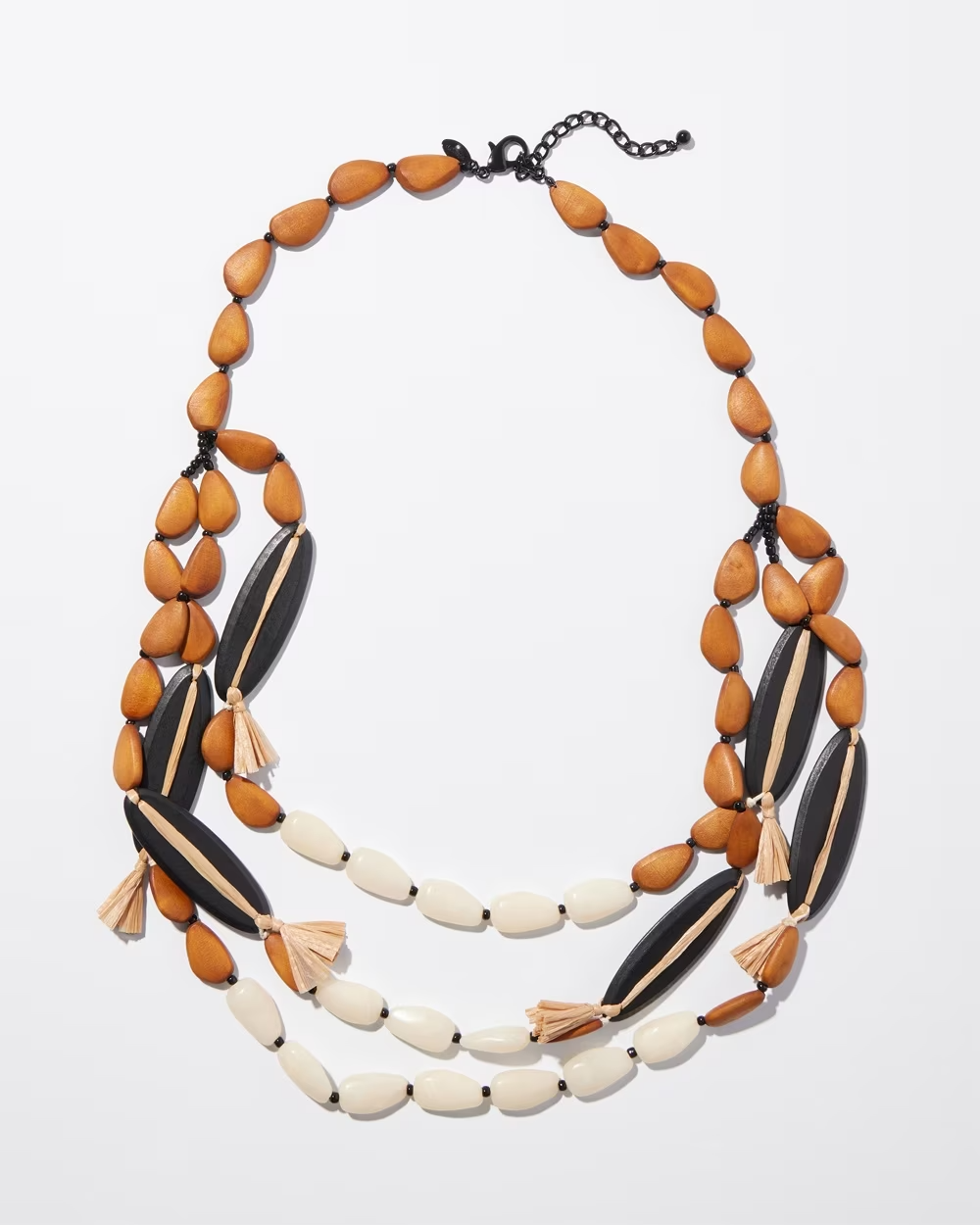 CHICO' S WOOD BEAD MULTISTRAND NECKLACE